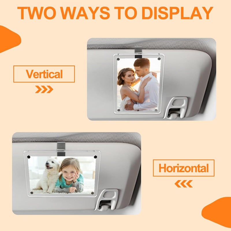 Sereficy 4Pcs Car Picture Holder, Acrylic Magnetic Visor Photo Clip, Personalized Picture Frame, Decorate your Car Visor Clip with Family & Personal Photos - Image 5